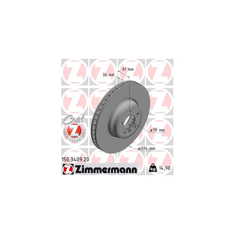 Jeu de 2 disques de frein avant ZIMMERMANN 150.3409.20