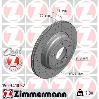 Jeu de 2 disques de frein arrière ZIMMERMANN 150.3410.52