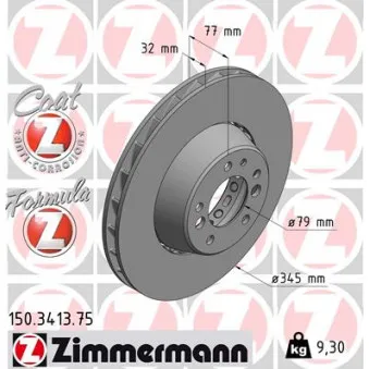 Disque de frein avant gauche ZIMMERMANN 150.3413.75