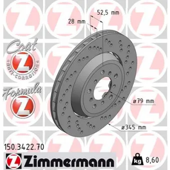 Disque de frein avant droit ZIMMERMANN 150.3422.70