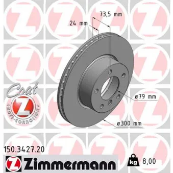 Jeu de 2 disques de frein avant ZIMMERMANN 150.3427.20