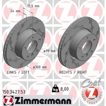 Jeu de 2 disques de frein avant ZIMMERMANN 150.3427.53