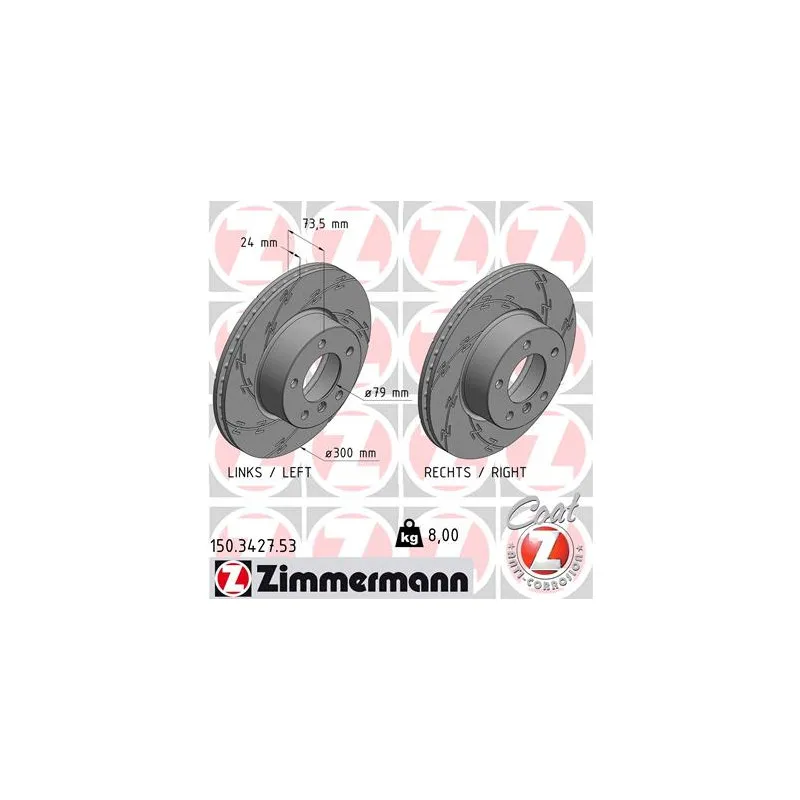 Jeu de 2 disques de frein avant ZIMMERMANN 150.3427.53