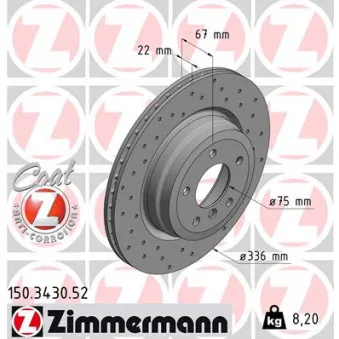 Jeu de 2 disques de frein arrière ZIMMERMANN