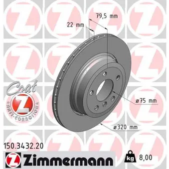 Jeu de 2 disques de frein arrière ZIMMERMANN 150.3432.20