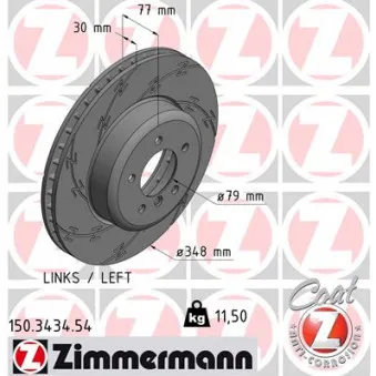 Disque de frein avant gauche ZIMMERMANN 150.3434.54
