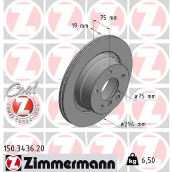 Jeu de 2 disques de frein arrière ZIMMERMANN 150.3436.20