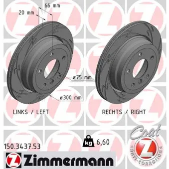 Jeu de 2 disques de frein arrière ZIMMERMANN 150.3437.53