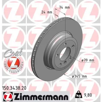 Jeu de 2 disques de frein arrière ZIMMERMANN 150.3438.20