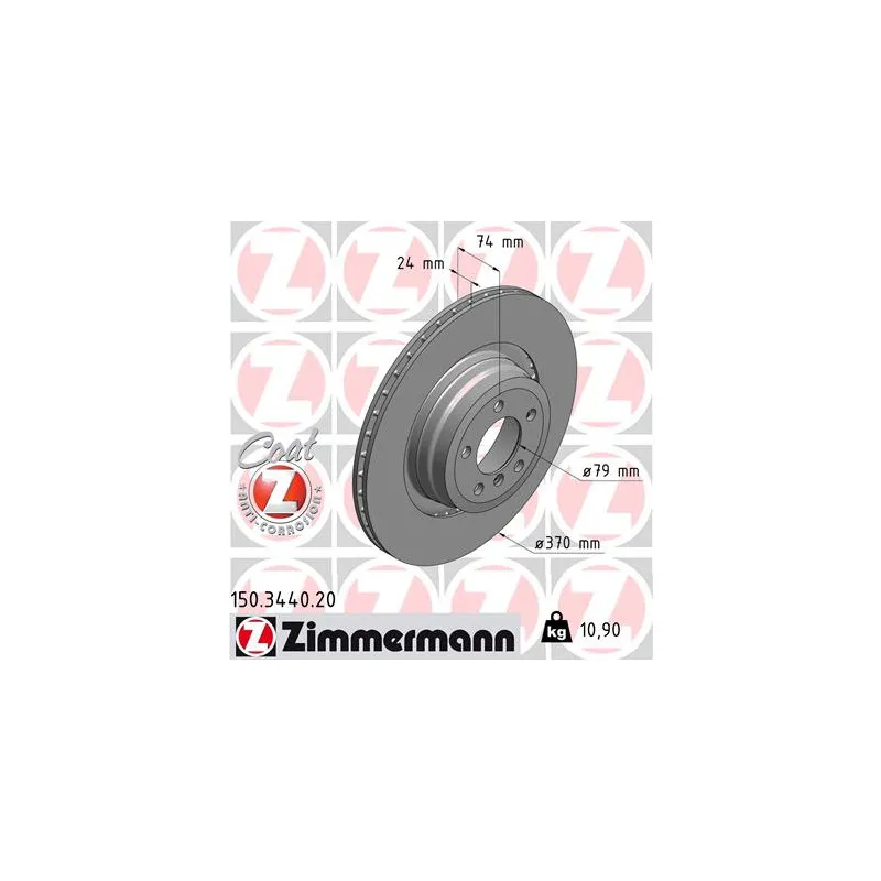 Jeu de 2 disques de frein arrière ZIMMERMANN 150.3440.20