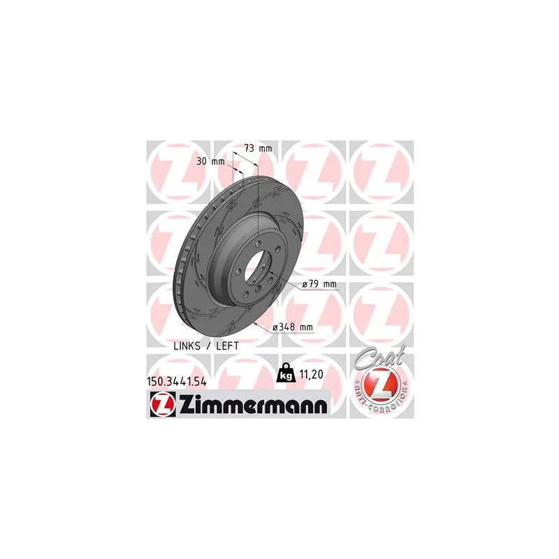 Disque de frein avant gauche ZIMMERMANN 150.3441.54