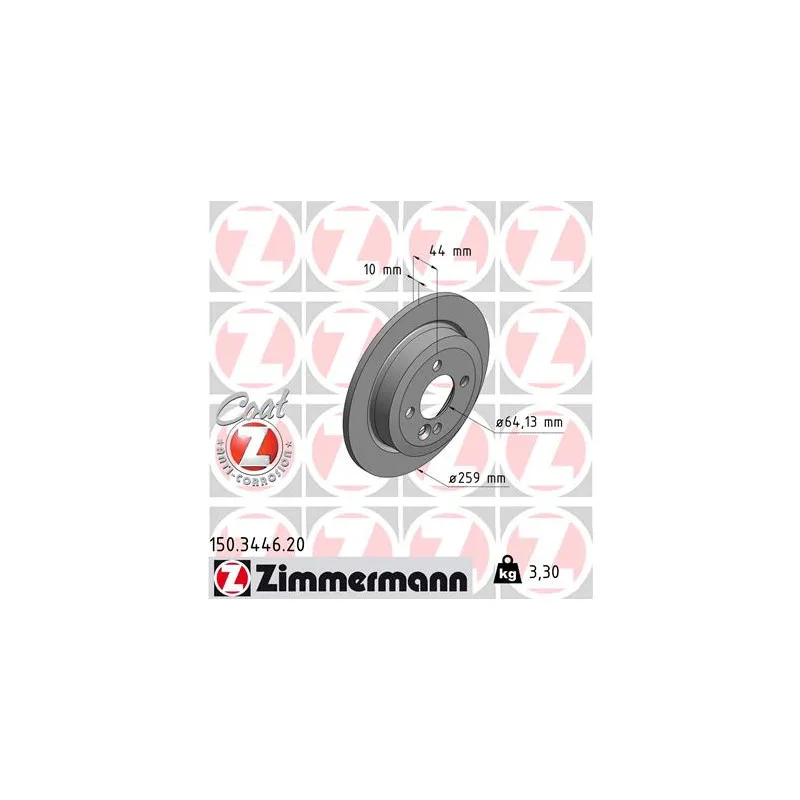Jeu de 2 disques de frein arrière ZIMMERMANN 150.3446.20