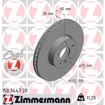 Jeu de 2 disques de frein avant ZIMMERMANN 150.3447.20