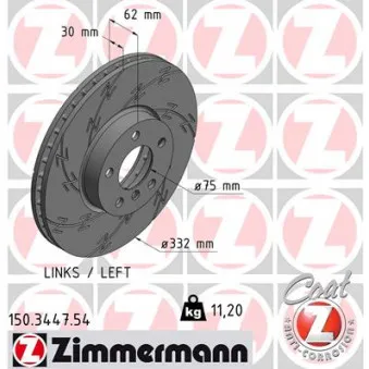 Disque de frein avant gauche ZIMMERMANN 150.3447.54