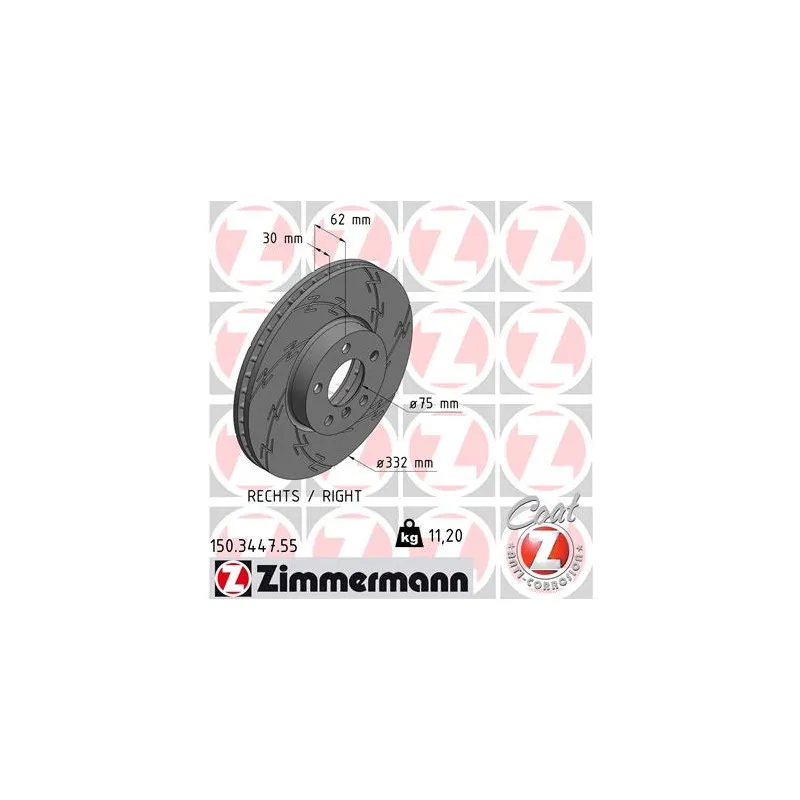 Disque de frein avant droit ZIMMERMANN 150.3447.55