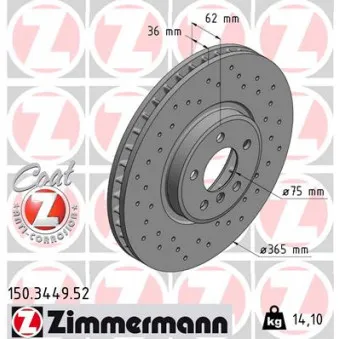 Jeu de 2 disques de frein avant ZIMMERMANN 150.3449.52