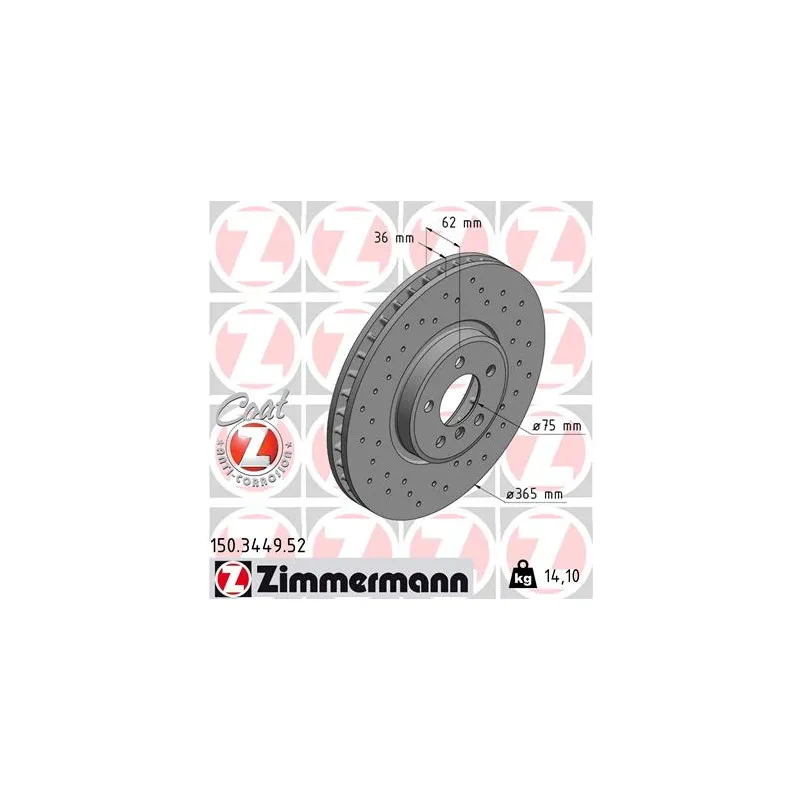 Jeu de 2 disques de frein avant ZIMMERMANN 150.3449.52
