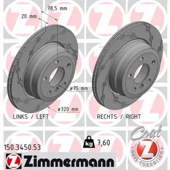 Jeu de 2 disques de frein arrière ZIMMERMANN 150.3450.53