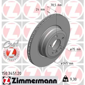 Jeu de 2 disques de frein arrière ZIMMERMANN