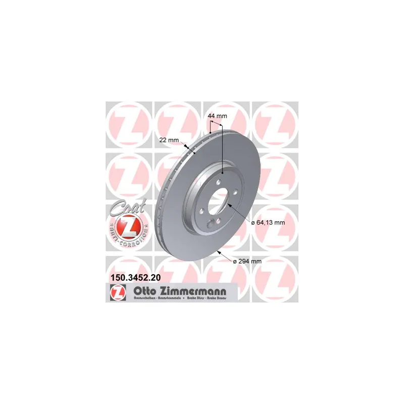 Jeu de 2 disques de frein avant ZIMMERMANN 150.3452.20