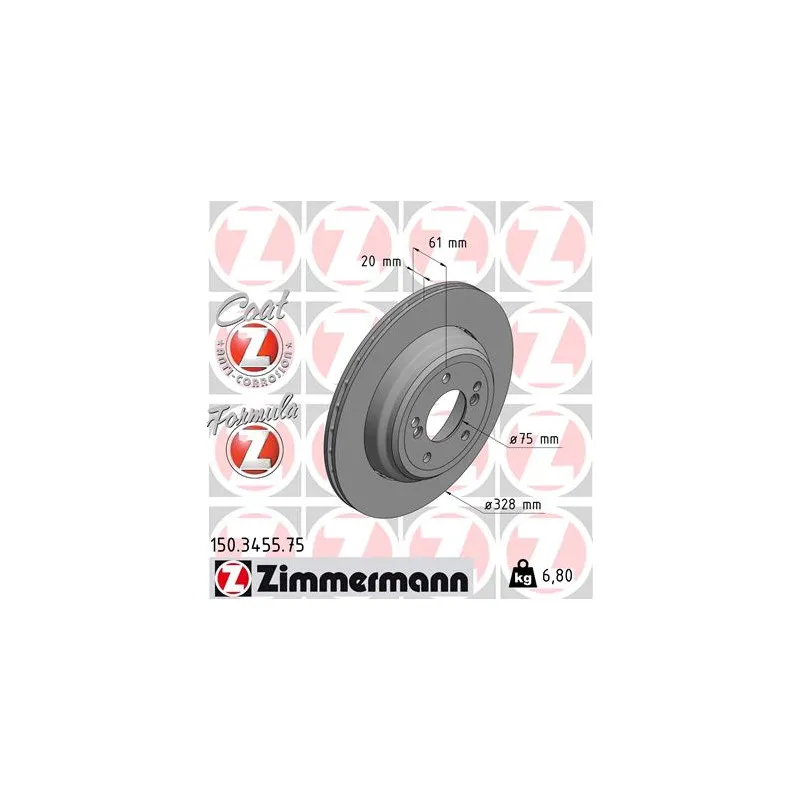 Disque de frein arrière gauche ZIMMERMANN 150.3455.75