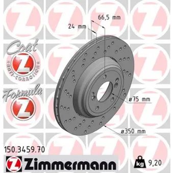 Disque de frein arrière gauche ZIMMERMANN 150.3459.70