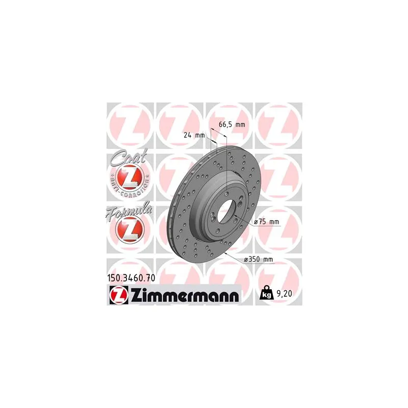 Disque de frein arrière droit ZIMMERMANN 150.3460.70
