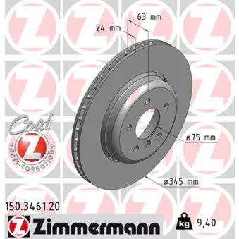 Jeu de 2 disques de frein arrière ZIMMERMANN