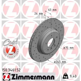 Jeu de 2 disques de frein arrière ZIMMERMANN