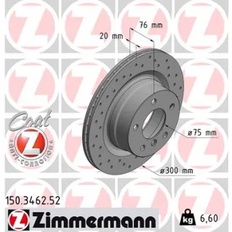 Jeu de 2 disques de frein arrière ZIMMERMANN 150.3462.52