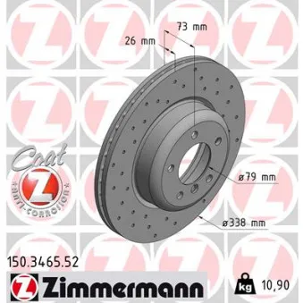 Jeu de 2 disques de frein avant ZIMMERMANN 150.3465.52