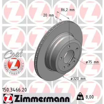 Jeu de 2 disques de frein arrière ZIMMERMANN 150.3466.20