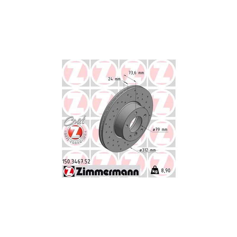 Jeu de 2 disques de frein avant ZIMMERMANN 150.3467.52