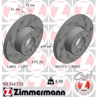 Jeu de 2 disques de frein avant ZIMMERMANN 150.3467.53