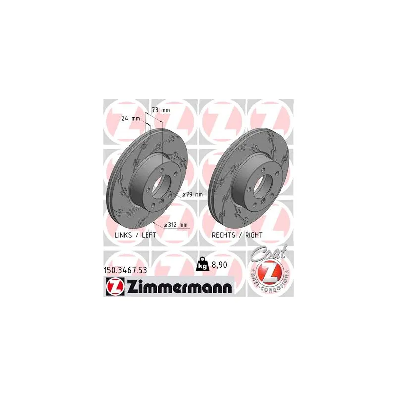 Jeu de 2 disques de frein avant ZIMMERMANN 150.3467.53