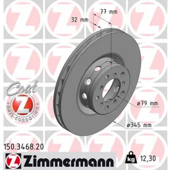 Disque de frein avant gauche ZIMMERMANN 150.3468.20