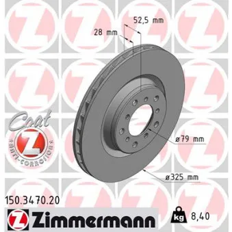 Disque de frein avant gauche ZIMMERMANN 150.3470.20