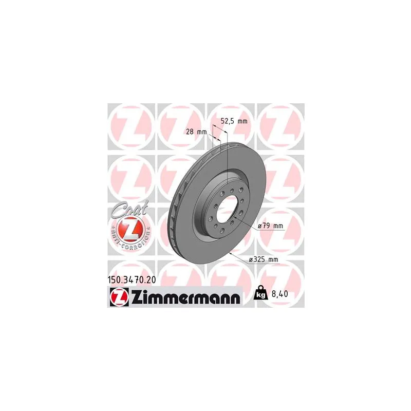 Disque de frein avant gauche ZIMMERMANN 150.3470.20