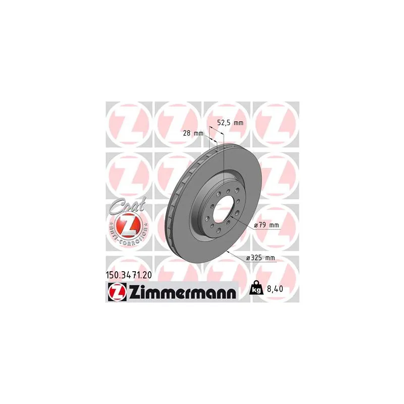 Disque de frein avant droit ZIMMERMANN 150.3471.20