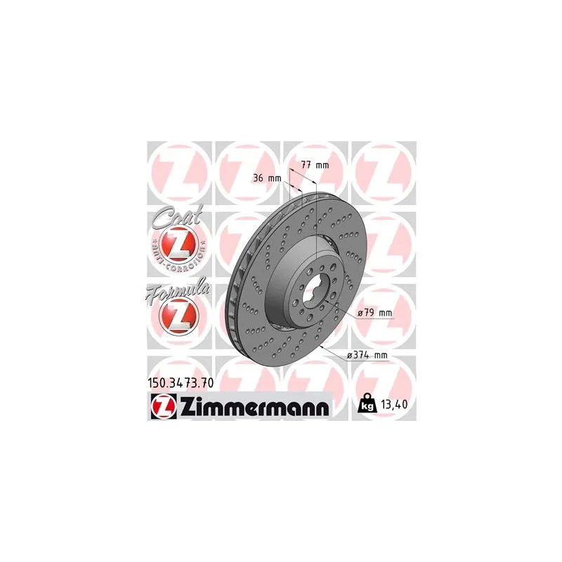 Disque de frein avant gauche ZIMMERMANN 150.3473.70