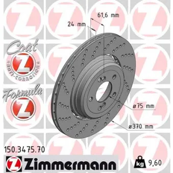 Disque de frein arrière gauche ZIMMERMANN 150.3475.70