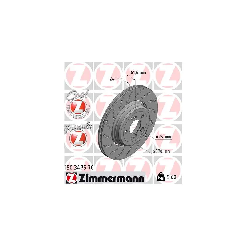 Disque de frein arrière gauche ZIMMERMANN 150.3475.70