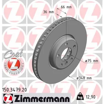 Disque de frein avant droit ZIMMERMANN 150.3479.20