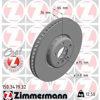 Disque de frein avant droit ZIMMERMANN 150.3479.32