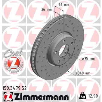 Disque de frein avant droit ZIMMERMANN 150.3479.52
