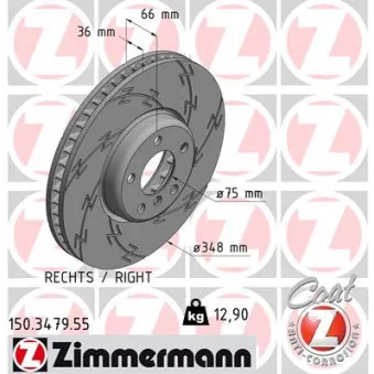 Disque de frein avant droit ZIMMERMANN 150.3479.55