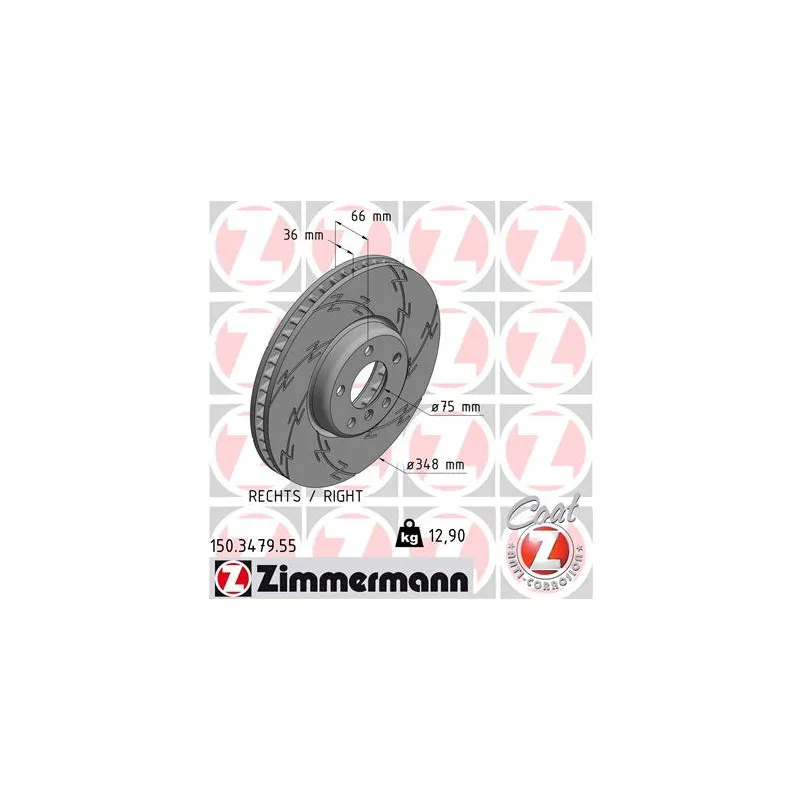 Disque de frein avant droit ZIMMERMANN 150.3479.55