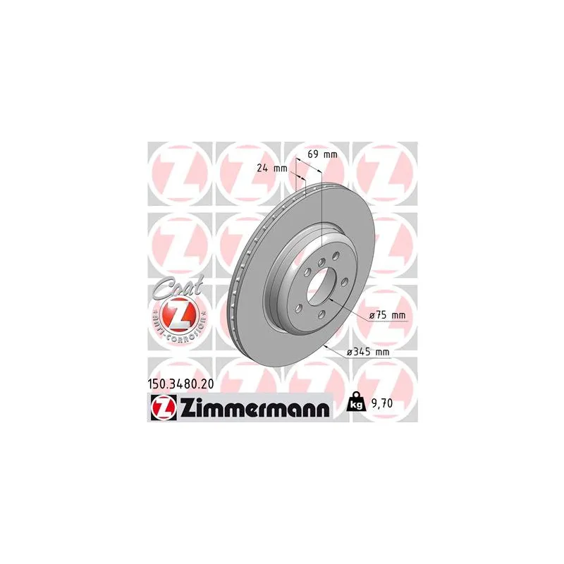 Jeu de 2 disques de frein arrière ZIMMERMANN 150.3480.20