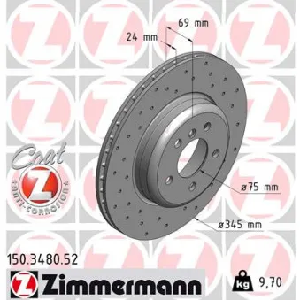 Jeu de 2 disques de frein arrière ZIMMERMANN