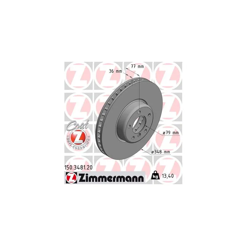 Jeu de 2 disques de frein avant ZIMMERMANN 150.3481.20
